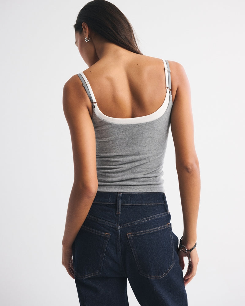 Maggie's Aurora double-layered cami in heather grey, full length